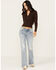 Image #1 - Driftwood Women's Eva Light Wash Low Rise Floral Flare Jeans , Light Wash, hi-res