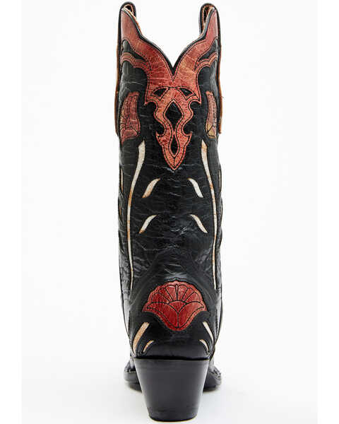 Image #5 - Dan Post Women's Alyssia Floral Leather Tall Western Boots - Snip Toe, Black, hi-res