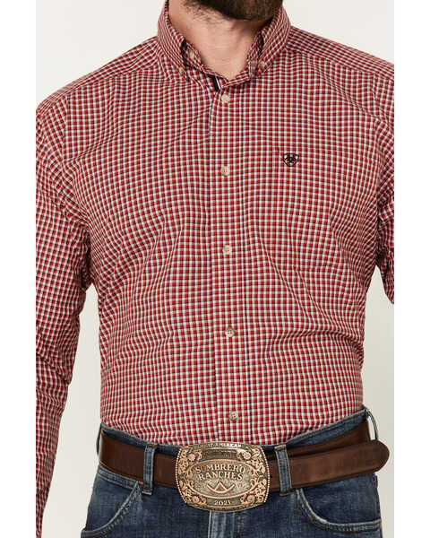 Image #3 - Ariat Men's Porter Plaid Print Long Sleeve Button-Down Performance Shirt, Red, hi-res