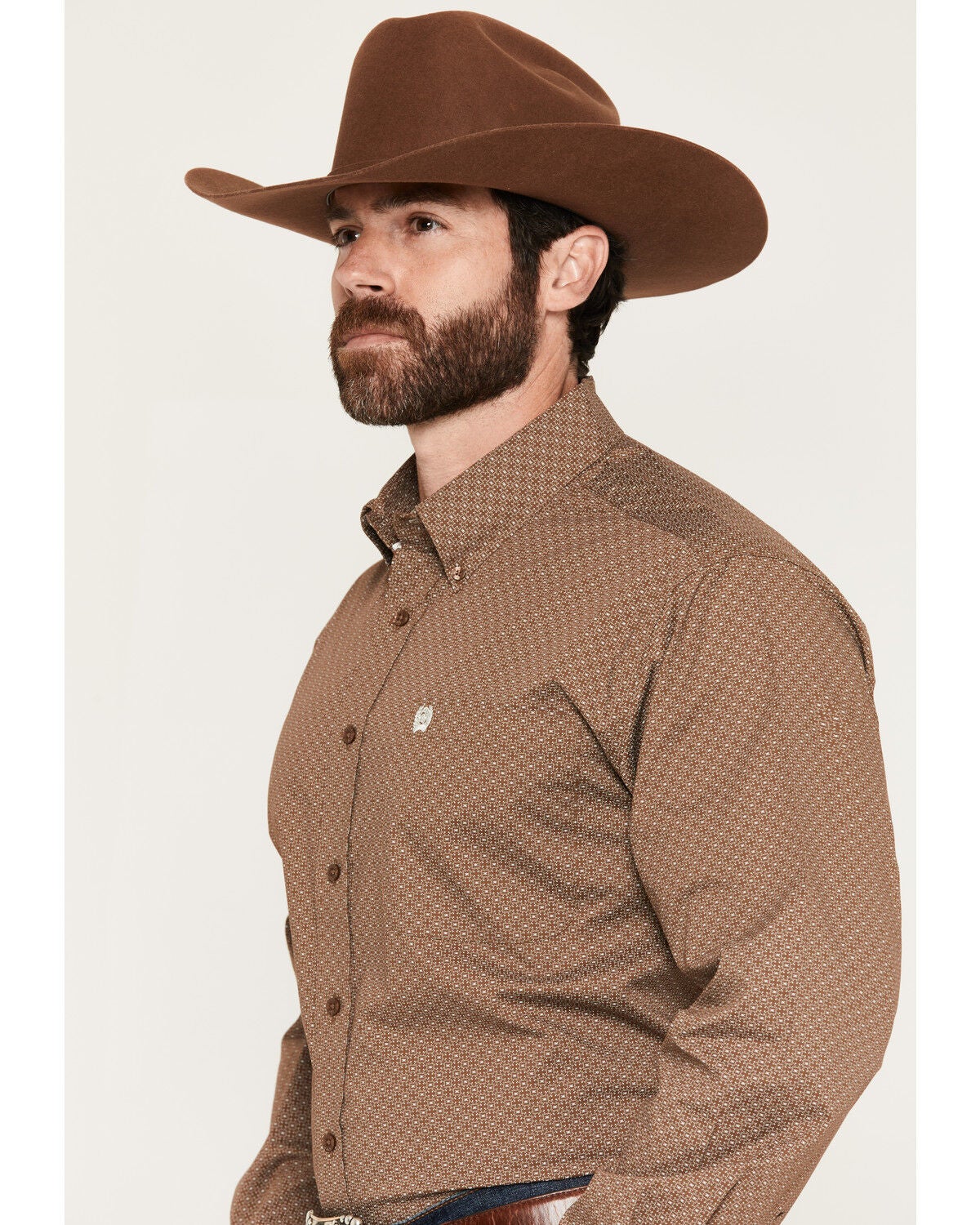 Image #2 - Cinch Men's Geo Print Long Sleeve Button-Down Stretch Western Shirt, Brown, hi-res