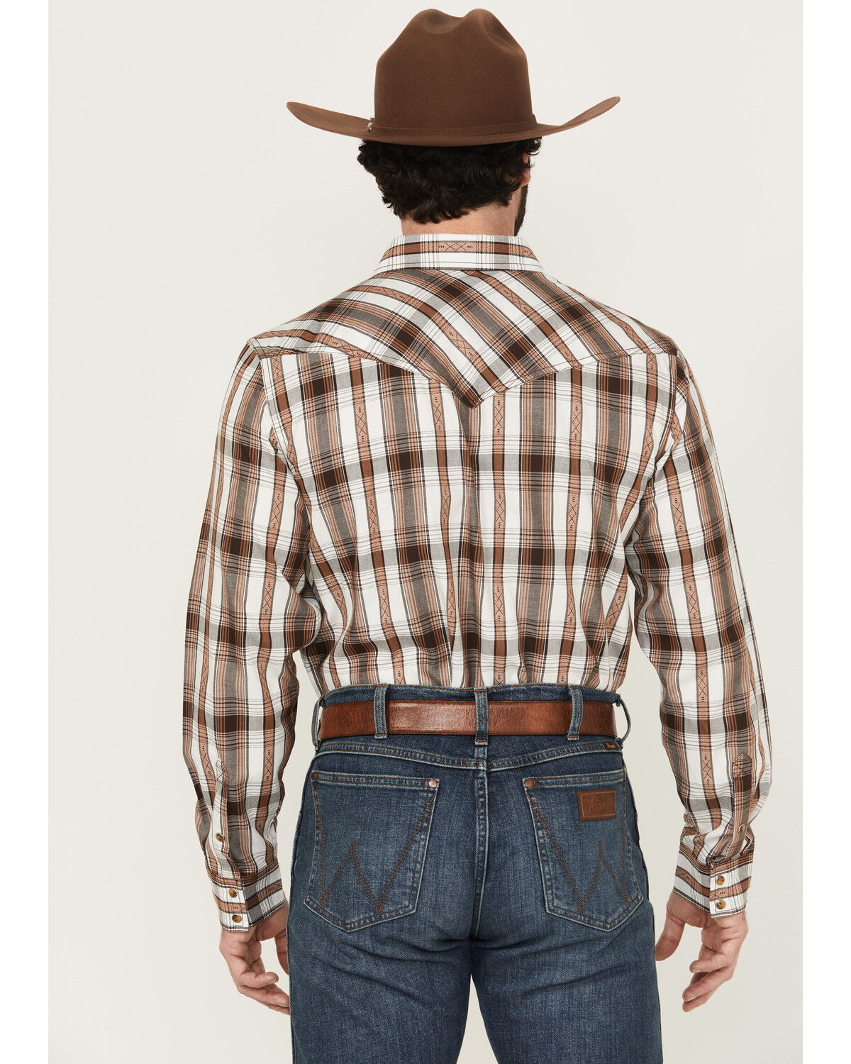 Image #4 - Cody James Men' Rodeo Plaid Print Long Sleeve Snap Western Shirt, Tan, hi-res