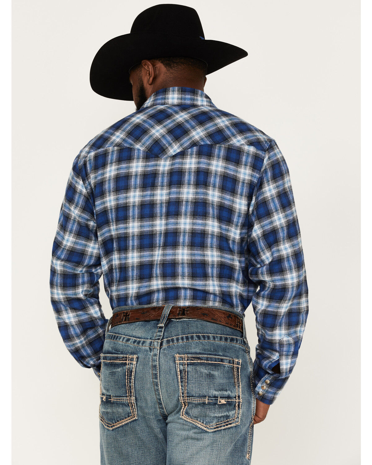 Image #4 - Wrangler Retro Men's Plaid Print Long Sleeve Snap Western Flannel Shirt, , hi-res