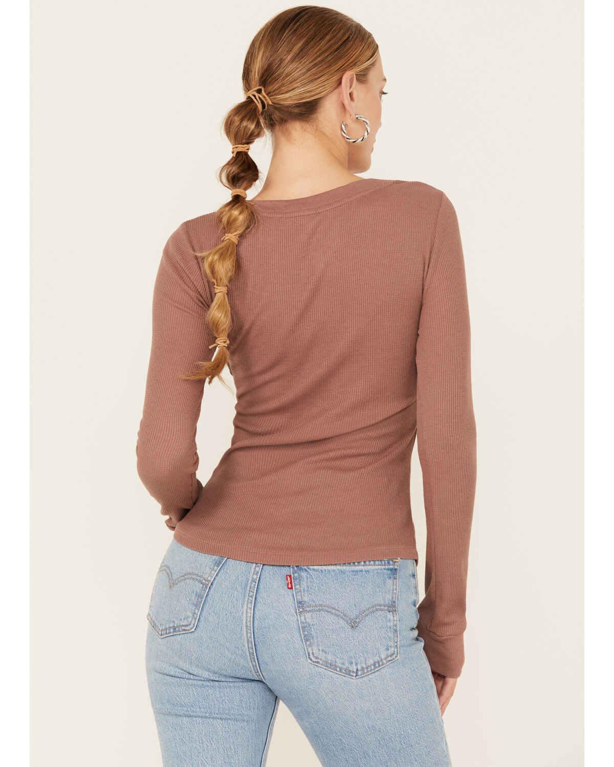 Image #4 - Cleo + Wolf Women's Rust Belt Long Sleeve Henley Shirt, Coffee, hi-res
