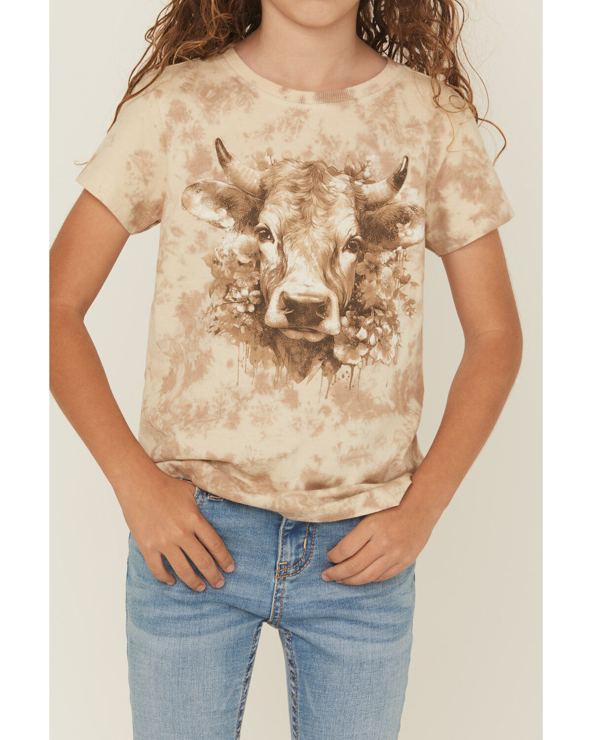 Image #3 - Shyanne Girls' Cow Cloud Short Sleeve Graphic Tee, Cream, hi-res