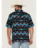 Image #4 - Wrangler Men's Southwestern Striped Short Sleeve Snap Western Shirt, Black, hi-res