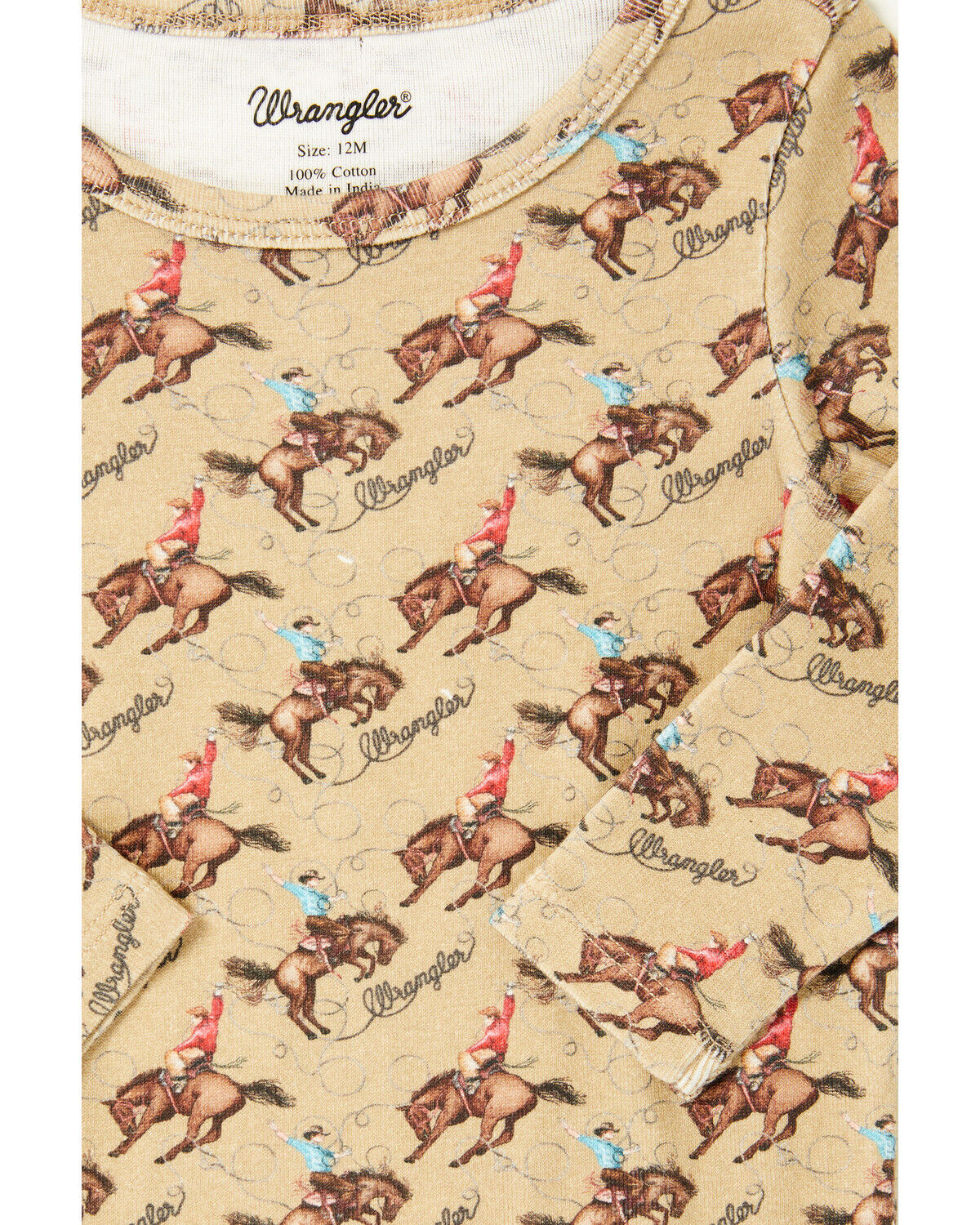Image #2 - Wrangler Infant Boys' Horse Print Onesie, Tan, hi-res