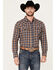 Image #1 - Cody James Men's Sunrise Plaid Print Long Sleeve Western Snap Shirt - Big, Light Blue, hi-res