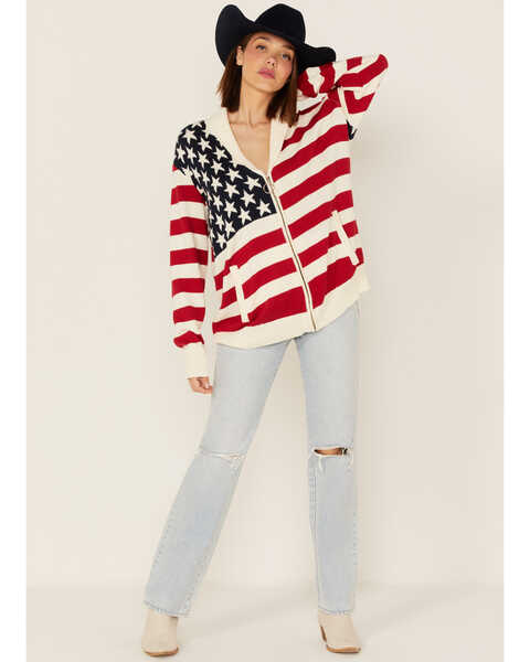 Show Me Your Mumu Women's American Flag Knit Cardigan Sweater, Multi, hi-res