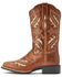 Image #2 - Ariat Women's Round Up Bliss Underlay Performance Western Boots - Broad Square Toe, Beige/khaki, hi-res