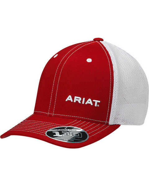 Ariat Men's Pinstripe Flexfit Ball Cap, Red, hi-res