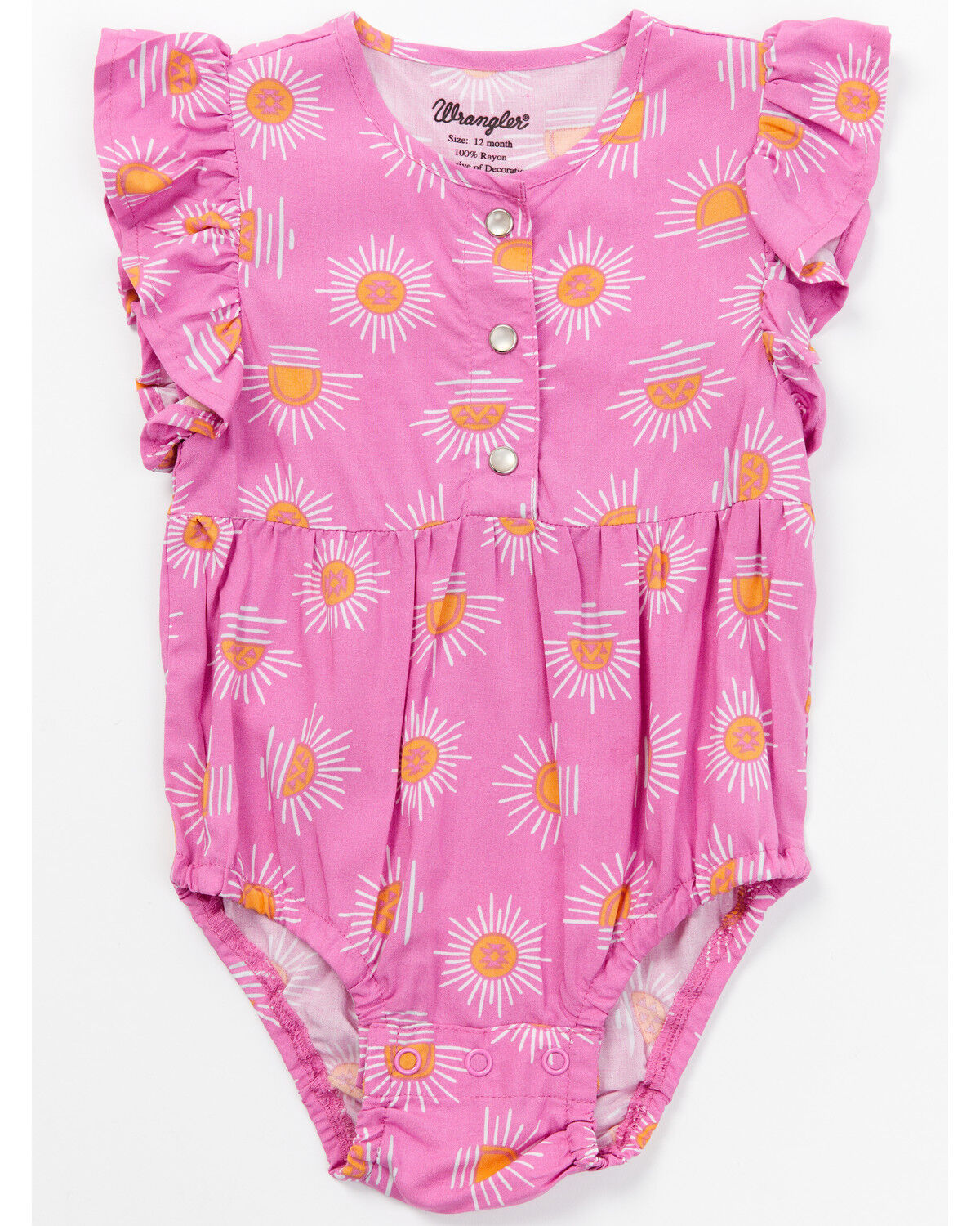 Image #1 - Wrangler Infant Girls' Sunburst Print Onesie, Pink, hi-res