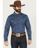 Image #1 - Cody James Men's Gila Grove Floral Striped Long Sleeve Button-Down Stretch Western Shirt, Blue, hi-res