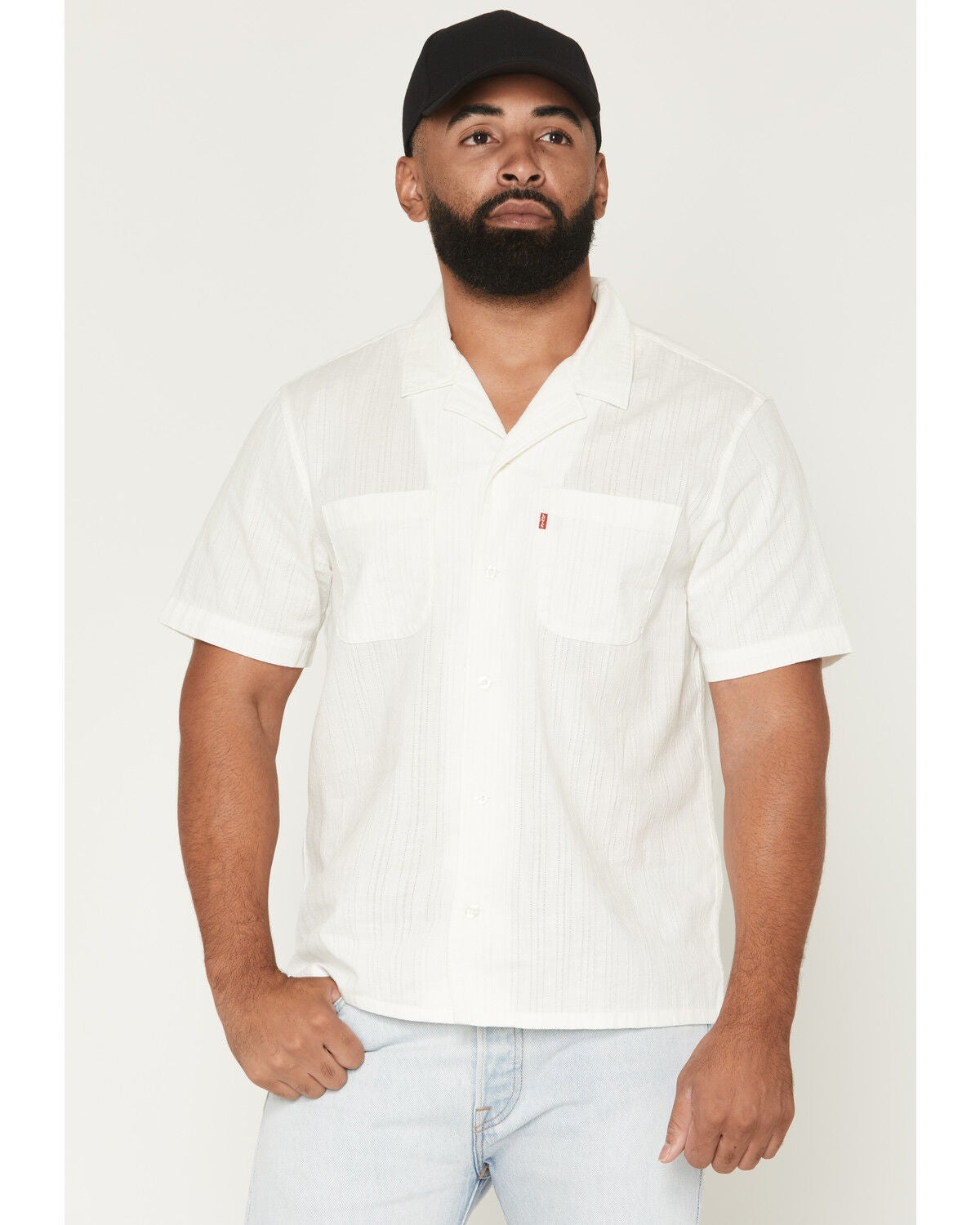 Levi's Men's Classic Camper Short Sleeve Button-Down Western Shirt, Off White, hi-res