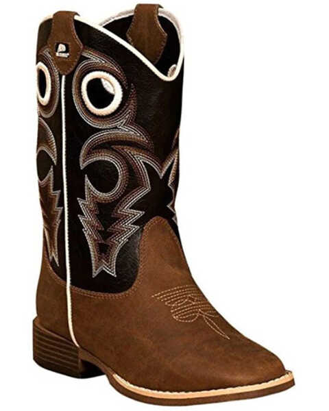 Image #1 - Double Barrel Boys' Trace Western Boots - Broad Square Toe , Brown, hi-res