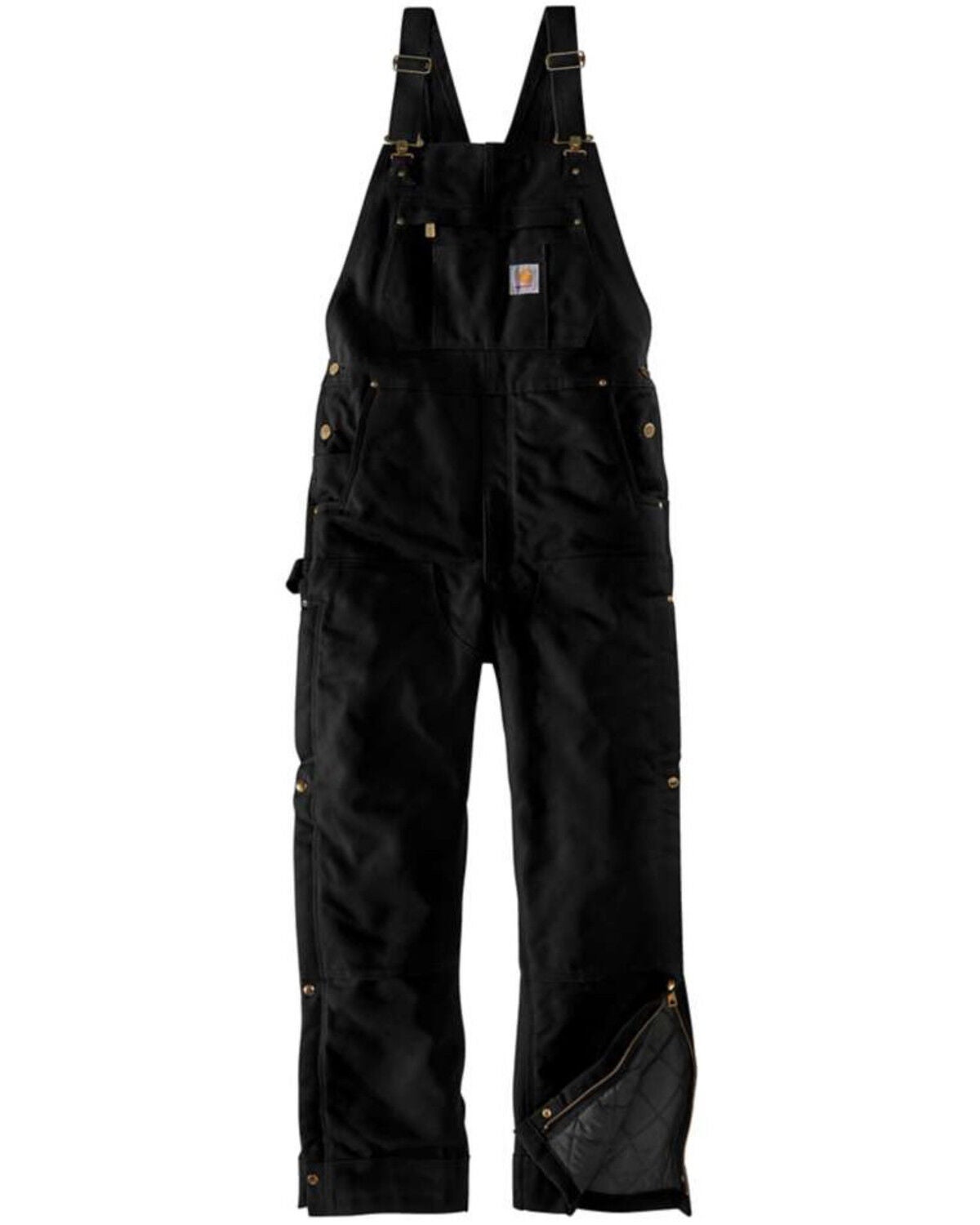 Carhartt Men's Black Firm Duck Insulated Bib Work Overalls, Black, hi-res