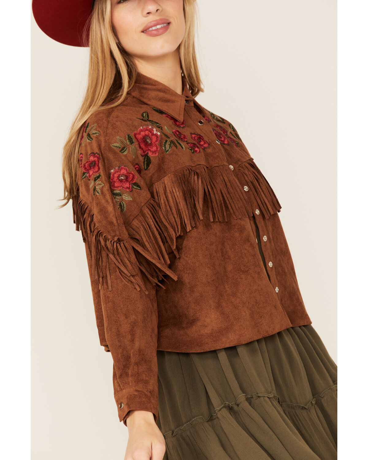 Image #3 - Maggie Sweet Women's Tango Floral Fringe Jacket, Tan, hi-res