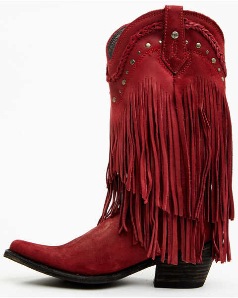 Image #3 - Liberty Black Women's Vegas Fringe Western Boots - Snip Toe, Red, hi-res