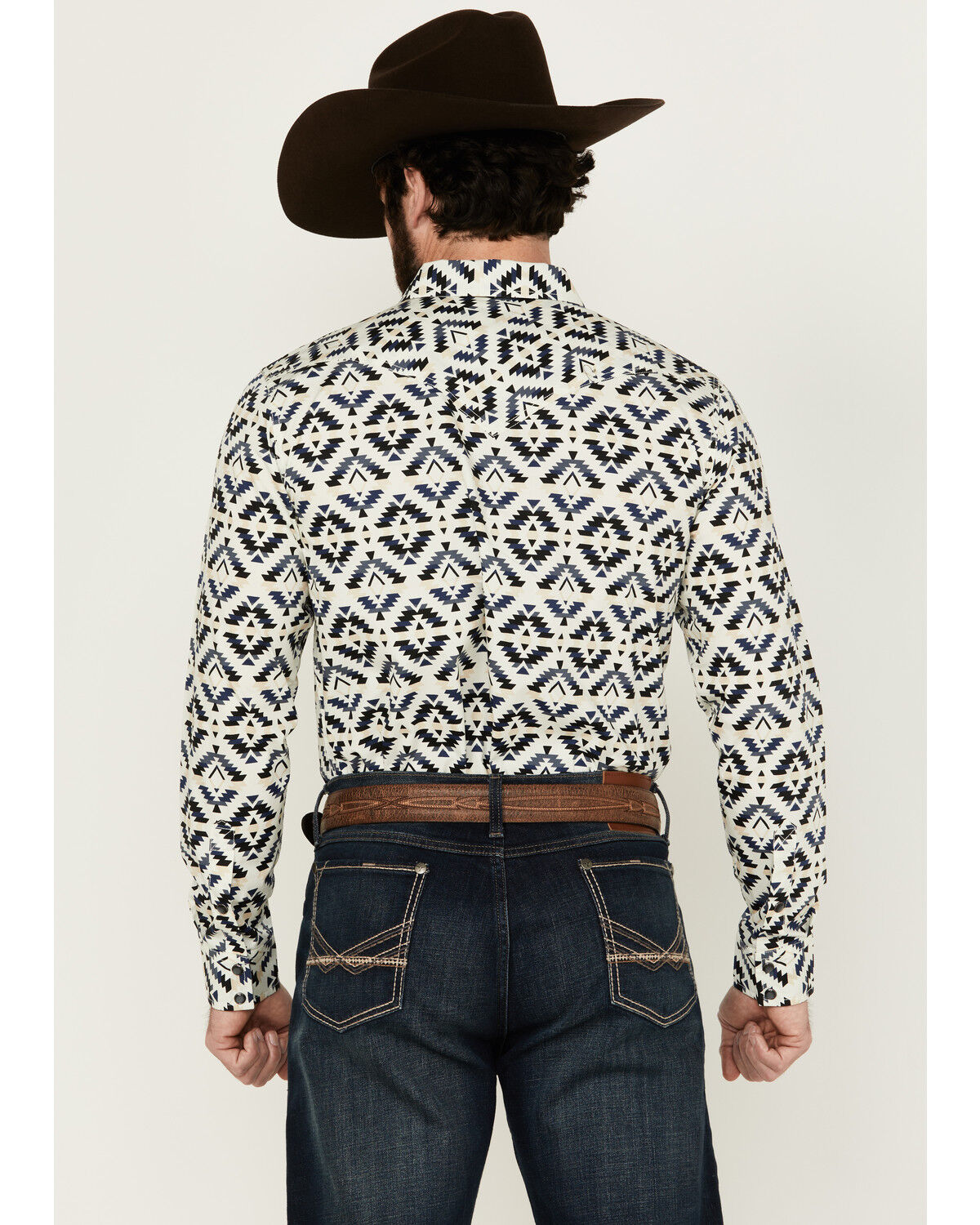 Image #4 - Cody James Men's Down Yonder Southwestern Print Long Sleeve Pearl Snap Western Shirt, Ivory, hi-res