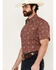 Image #2 - Roper Men's West Made Paisley Print Short Sleeve Snap Western Shirt , Burgundy, hi-res