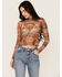 Image #1 - Rock & Roll Denim Women's Scenic Mesh Long Sleeve Top, Brown, hi-res