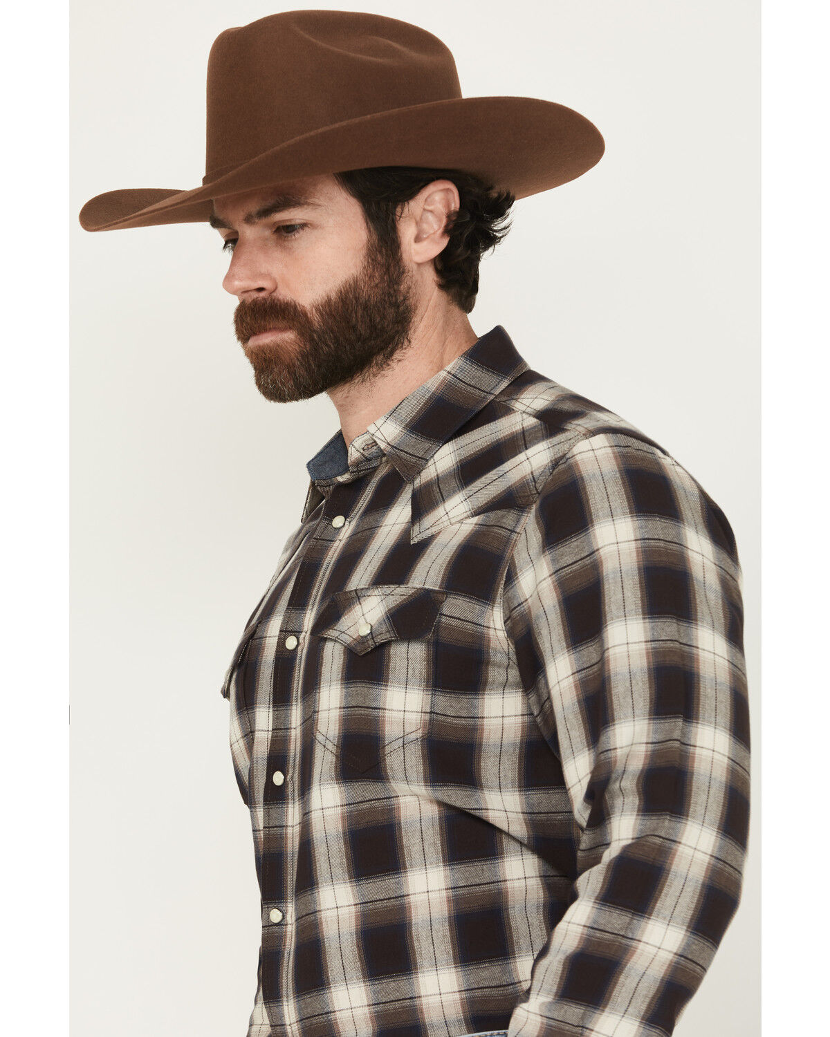 Image #2 - Cody James Men's Cowboy Code Plaid Print Long Sleeve Snap Western Shirt, Brown, hi-res