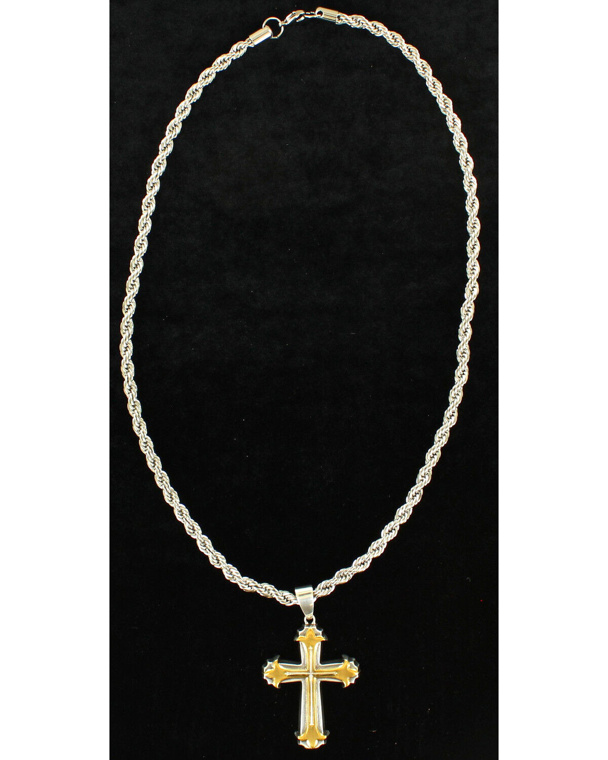 Image #1 - Twister Men's 3D Gold and Silver Cross Necklace, Silver, hi-res
