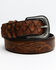 Cody James Men's Pirarucu Embroidered Belt, Brown, hi-res