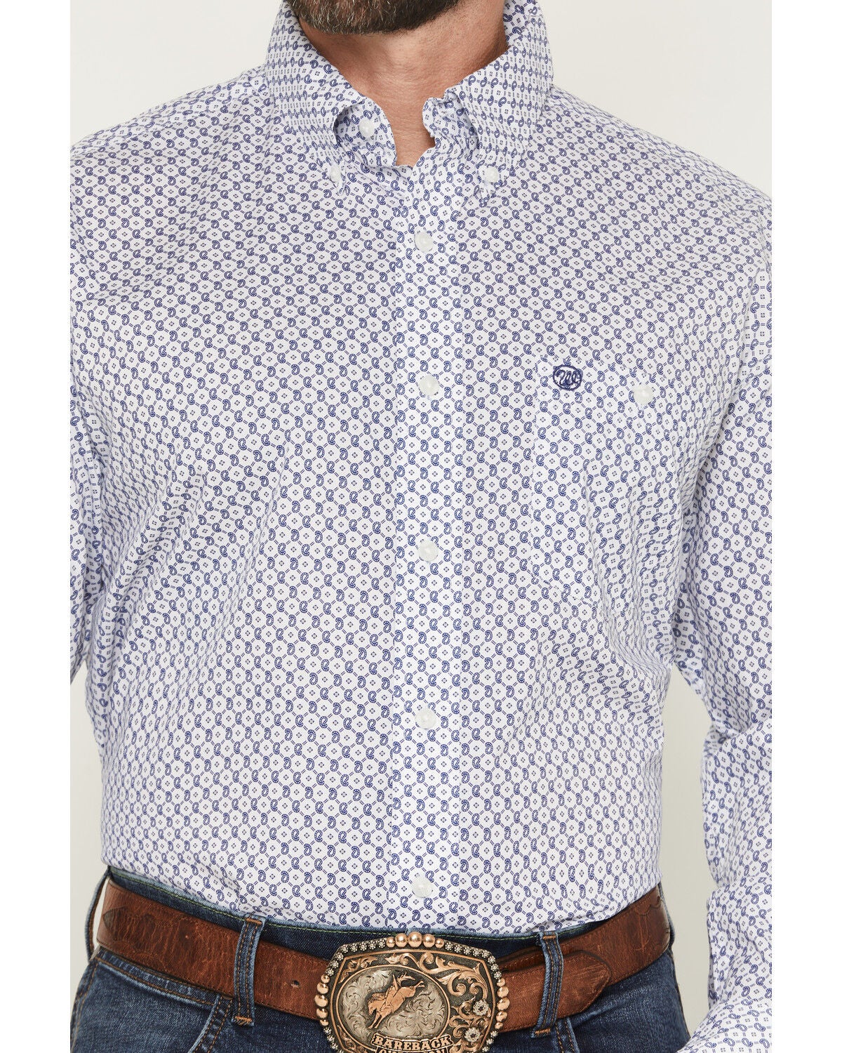 Image #3 - Wrangler Men's Classics Paisley Print Long Sleeve Button-Down Western Shirt, Blue, hi-res
