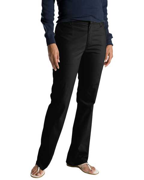 Image #2 - Dickies Women's Flat Front Stretch Twill Pants, Black, hi-res