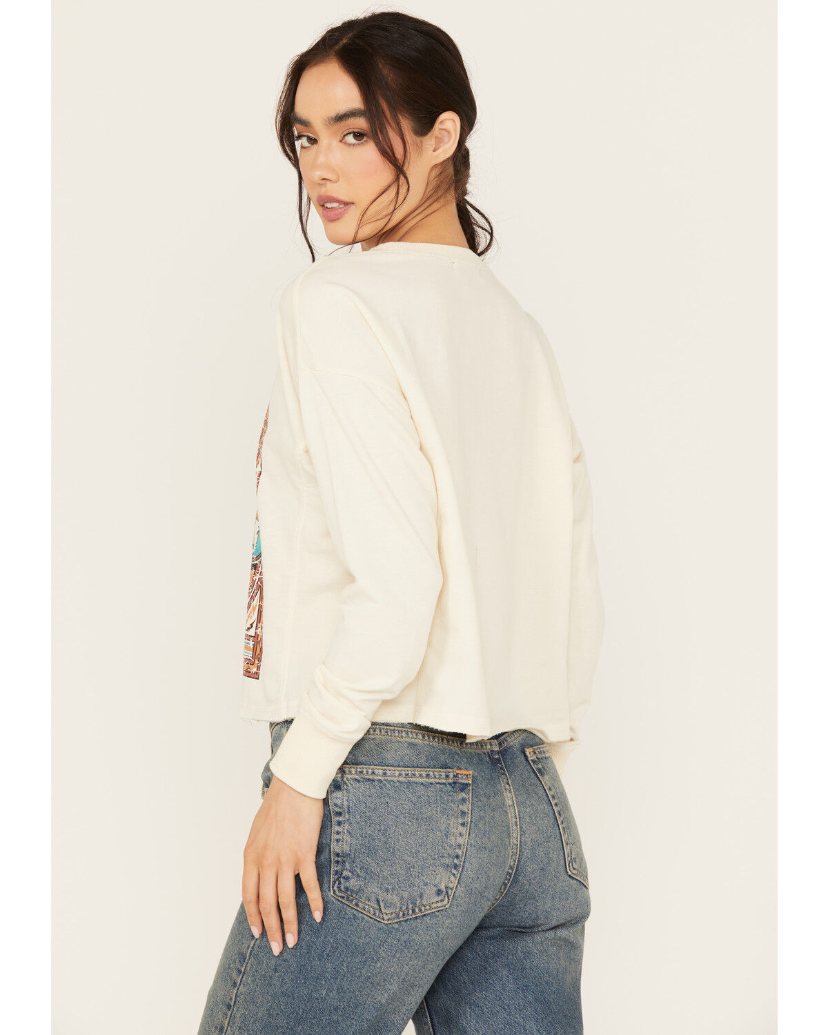 Image #4 - Rock & Roll Denim Women's Rock & Roll Long Sleeve Graphic Tee, Cream, hi-res
