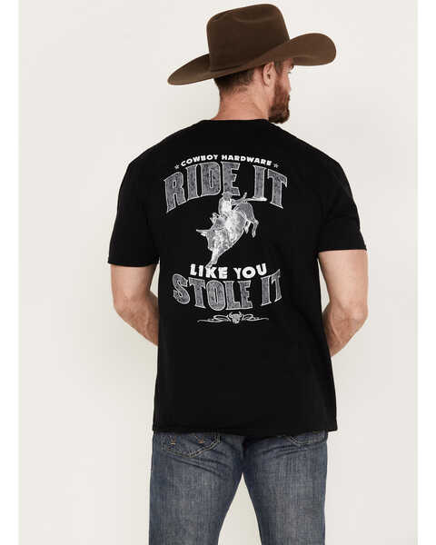 Image #3 - Cowboy Hardware Men's Ride It Like You Stole It Short Sleeve Graphic T-Shirt, Black, hi-res