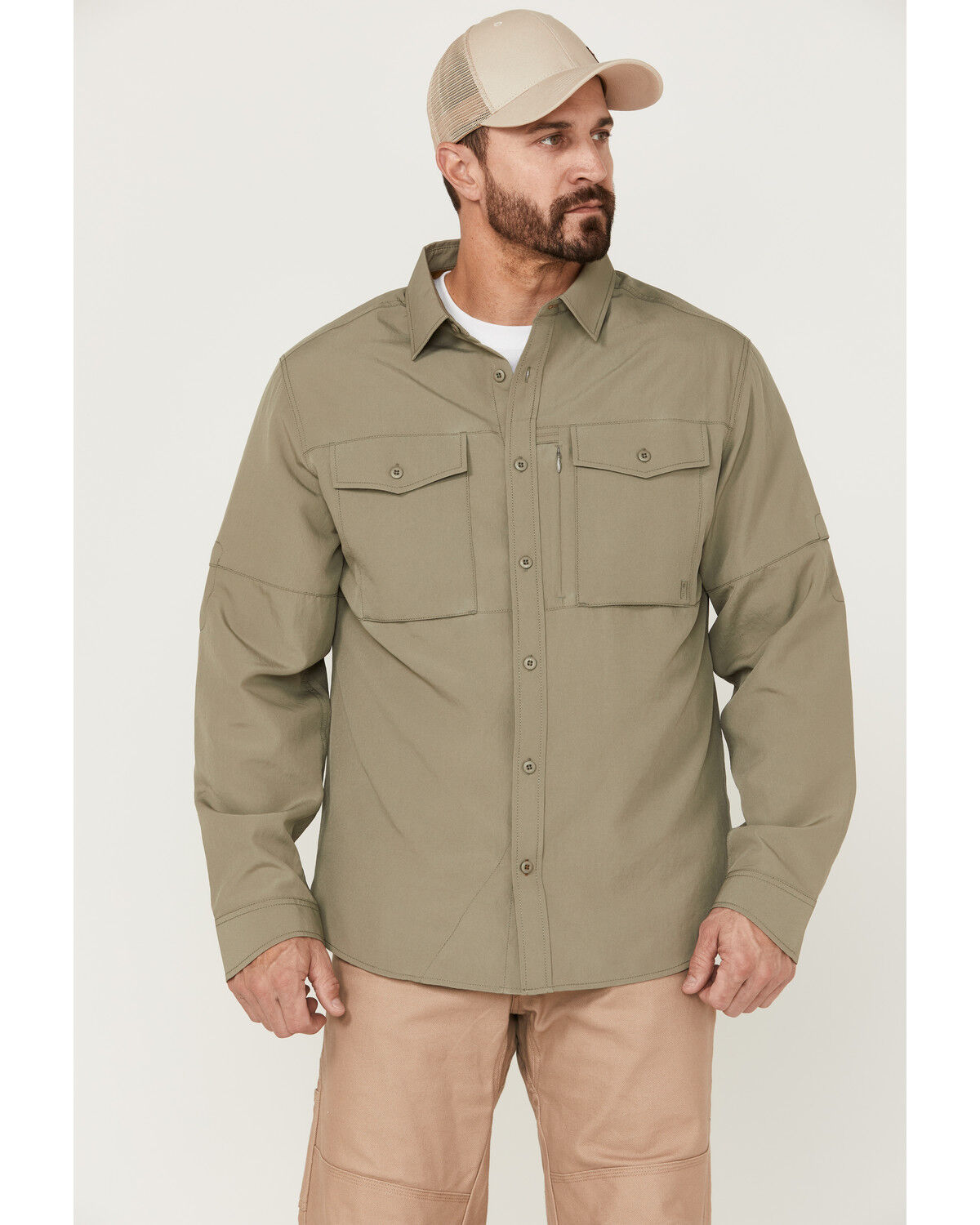 Image #1 - Brothers and Sons Men's Dobby Performance Long Sleeve Button-Down Western Shirt, Sage, hi-res