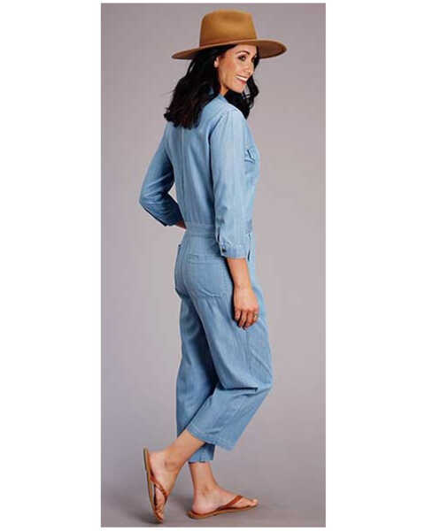 Image #2 - Stetson Women's Chambray Tencel Long Sleeve Jumpsuit, Blue, hi-res
