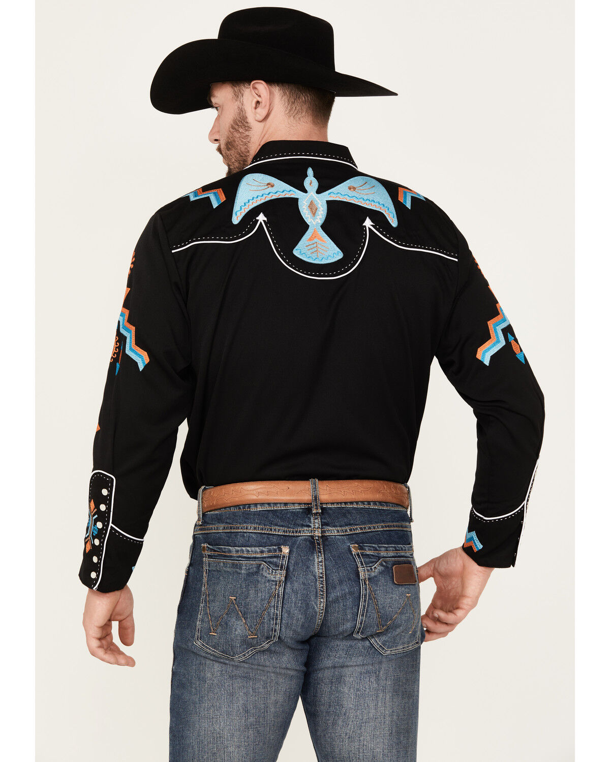 Image #4 - Scully Men's Phoenix Embroidered Retro Long Sleeve Western Shirt, , hi-res