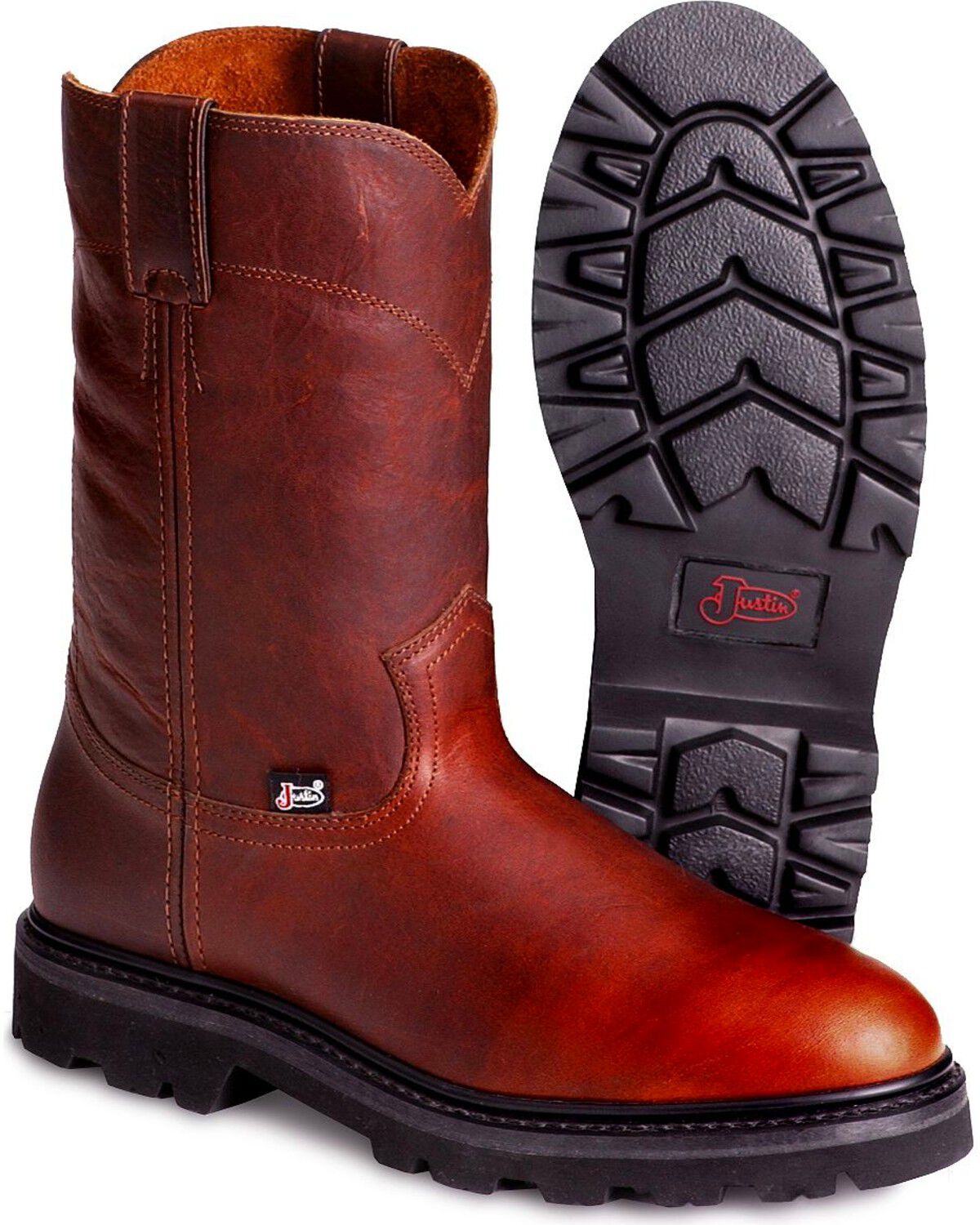 justin men's pull on work boots