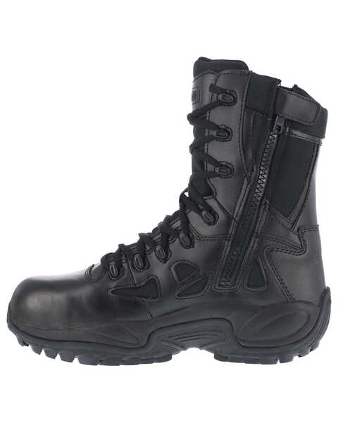Image #4 - Reebok Men's 8" Lace-Up Black Side-Zip Work Boots - Composite Toe, Black, hi-res