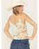 En Creme Women's Floral Print Tie Front Sleeveless Top, Ivory, hi-res