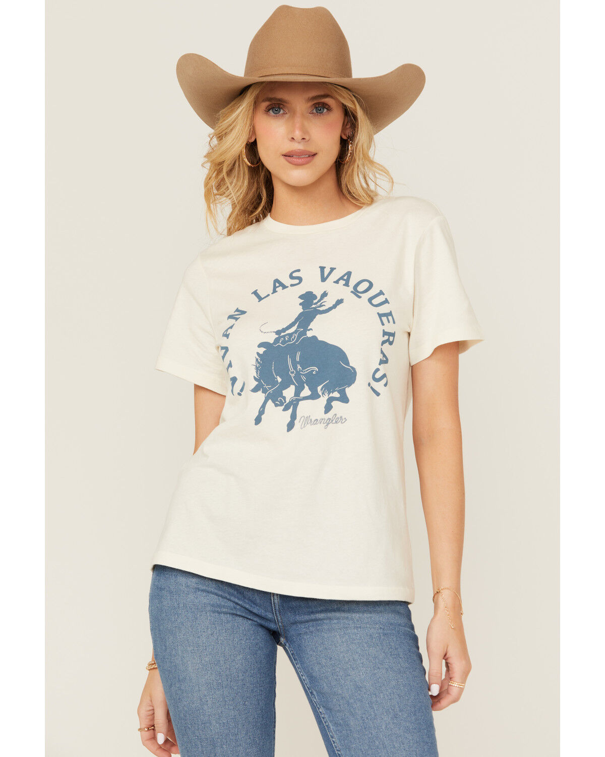 Image #1 - Wrangler Women's Bronco Short Sleeve Graphic Tee, Cream, hi-res