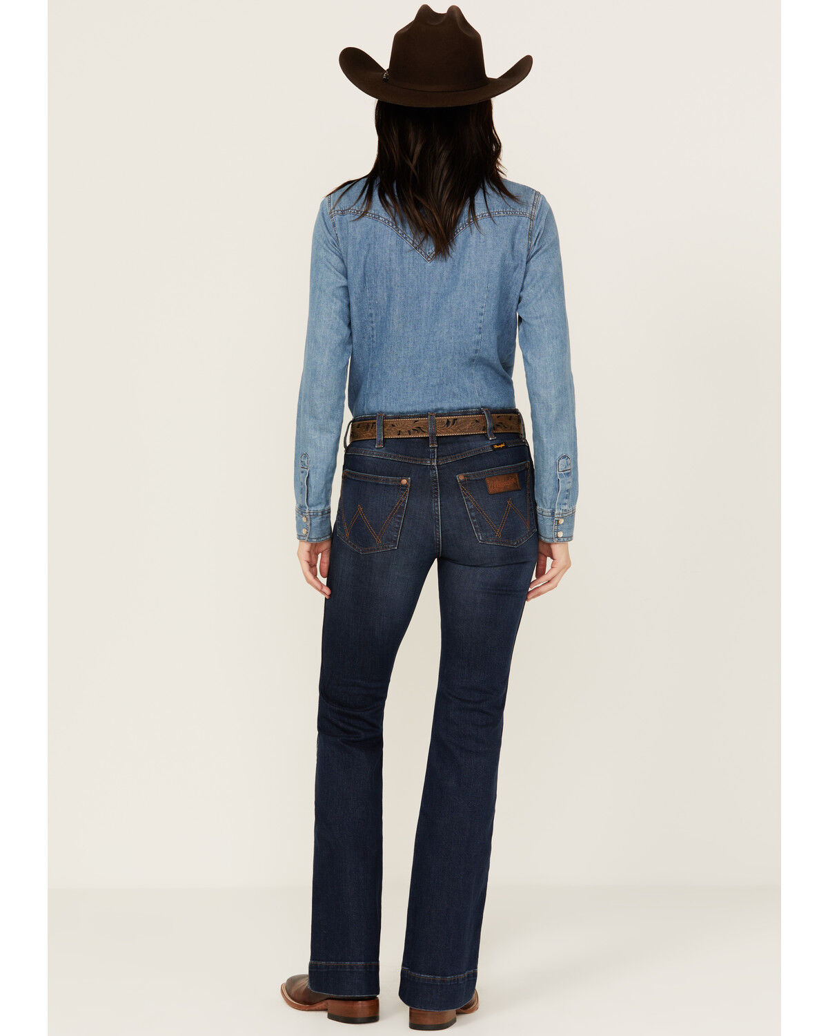 Image #3 - Wrangler Retro Women's Gabriella Dark Wash High Rise Trouser Stretch Denim Jeans, Dark Wash, hi-res