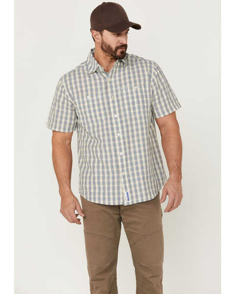 Image #1 - Resistol Men's Malone Small Plaid Short Sleeve Button Down Western Shirt , Off White, hi-res