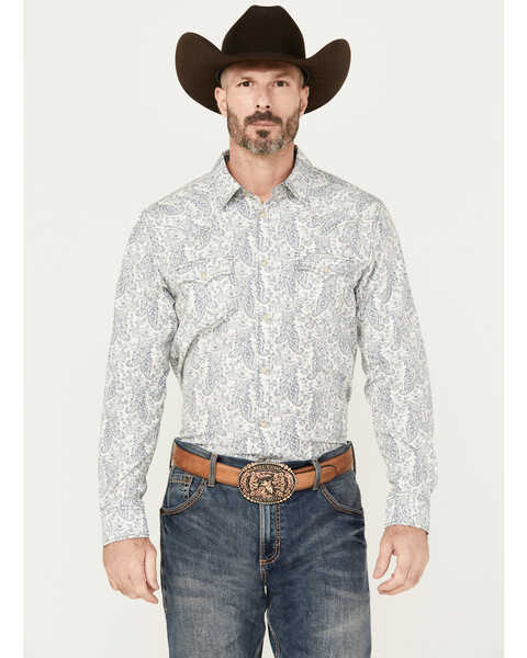 Cody James Men's Dagget Paisley Print Long Sleeve Snap Western Shirt, White, hi-res