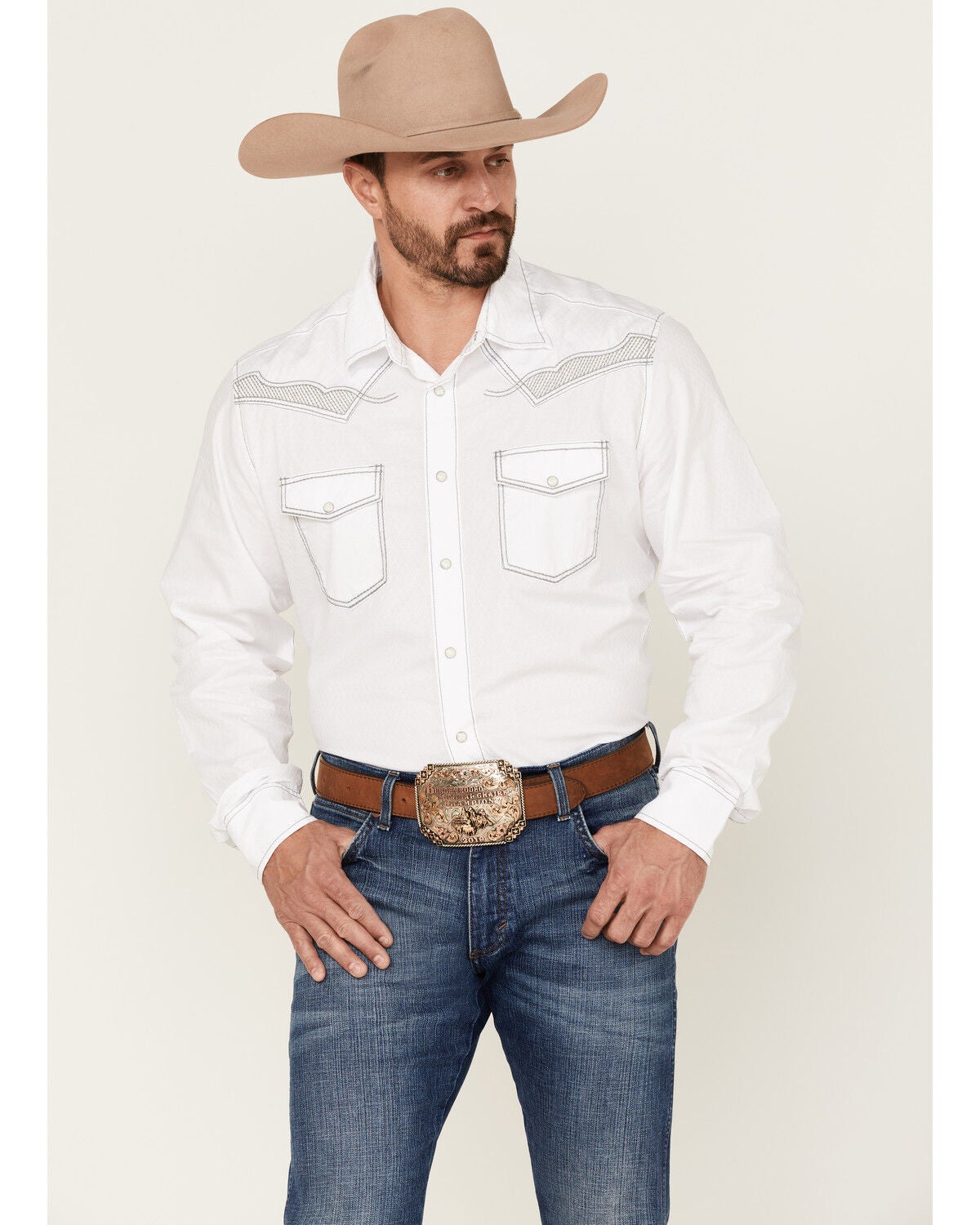 Chemise Rock 47 Wrangler homme L blanche western perle snap