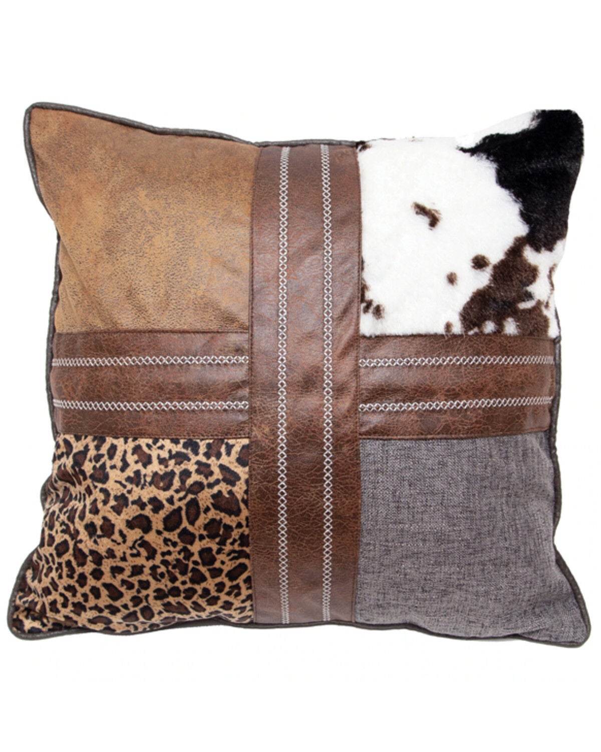 Wrangler Four Square Western Throw Pillow, Brown, hi-res