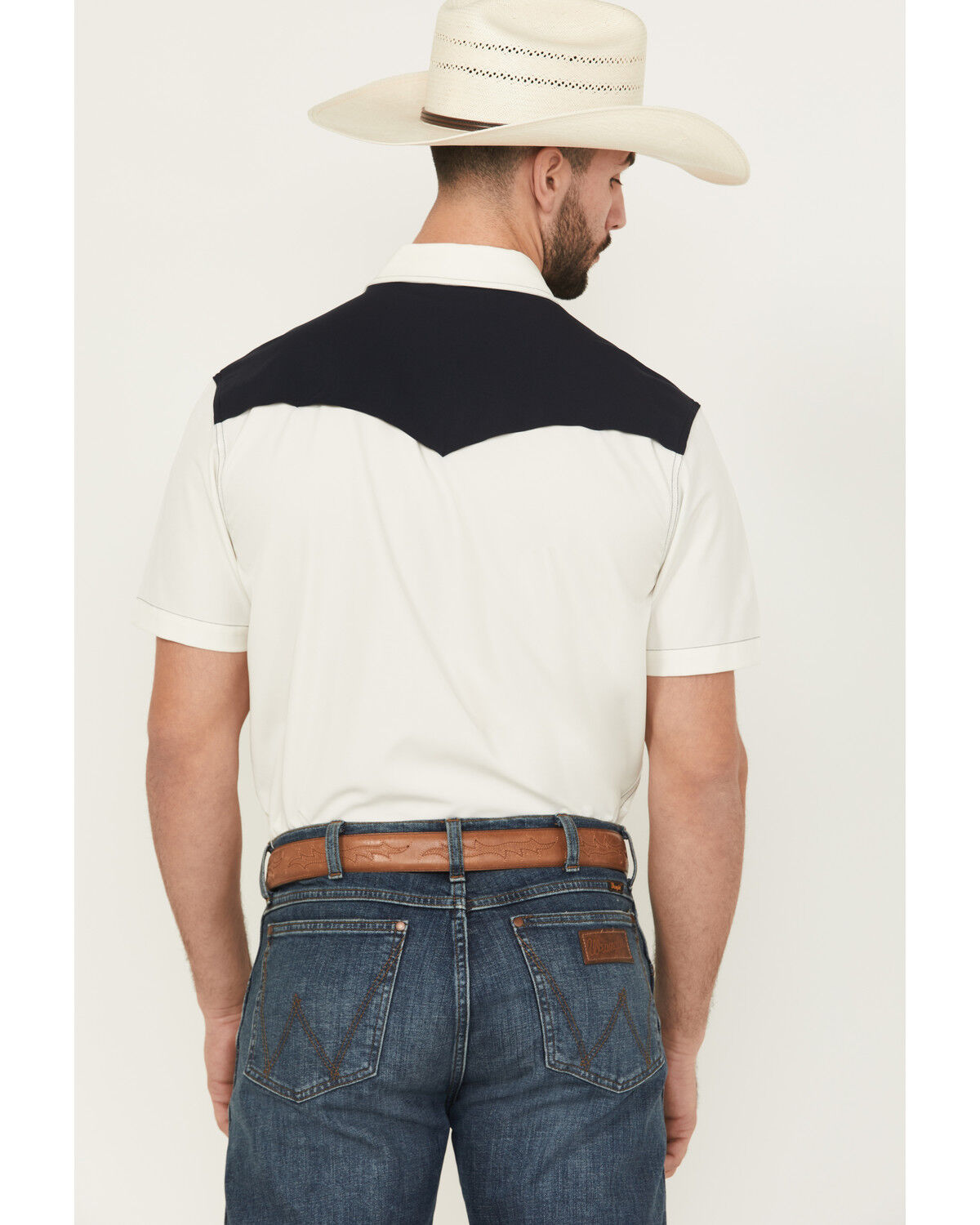 Image #4 - Cinch Men's Embroidered Flowers Short Sleeve Snap Western Shirt, Cream, hi-res