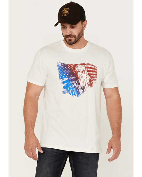 Image #1 - Moonshine Spirit Men's Blender Eagle Flag Graphic Short Sleeve T-Shirt , Cream, hi-res