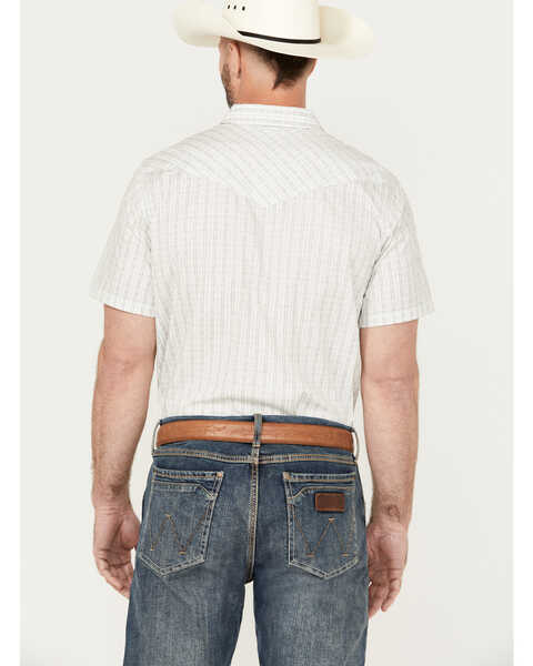 Image #4 - Cody James Men's Plaid Print Short Sleeve Snap Western Shirt, Cream, hi-res
