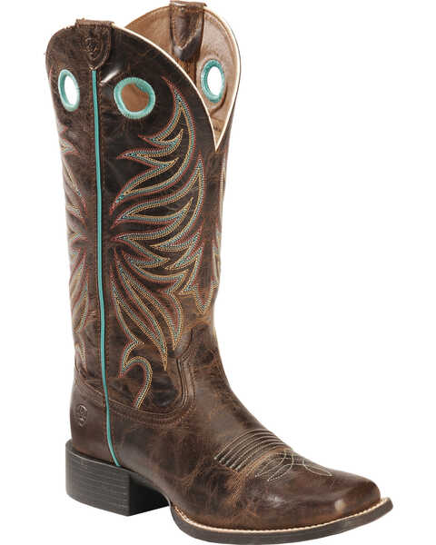 Image #1 - Ariat Women's Round Up Ryder Western Boots - Broad Square Toe , Brown, hi-res