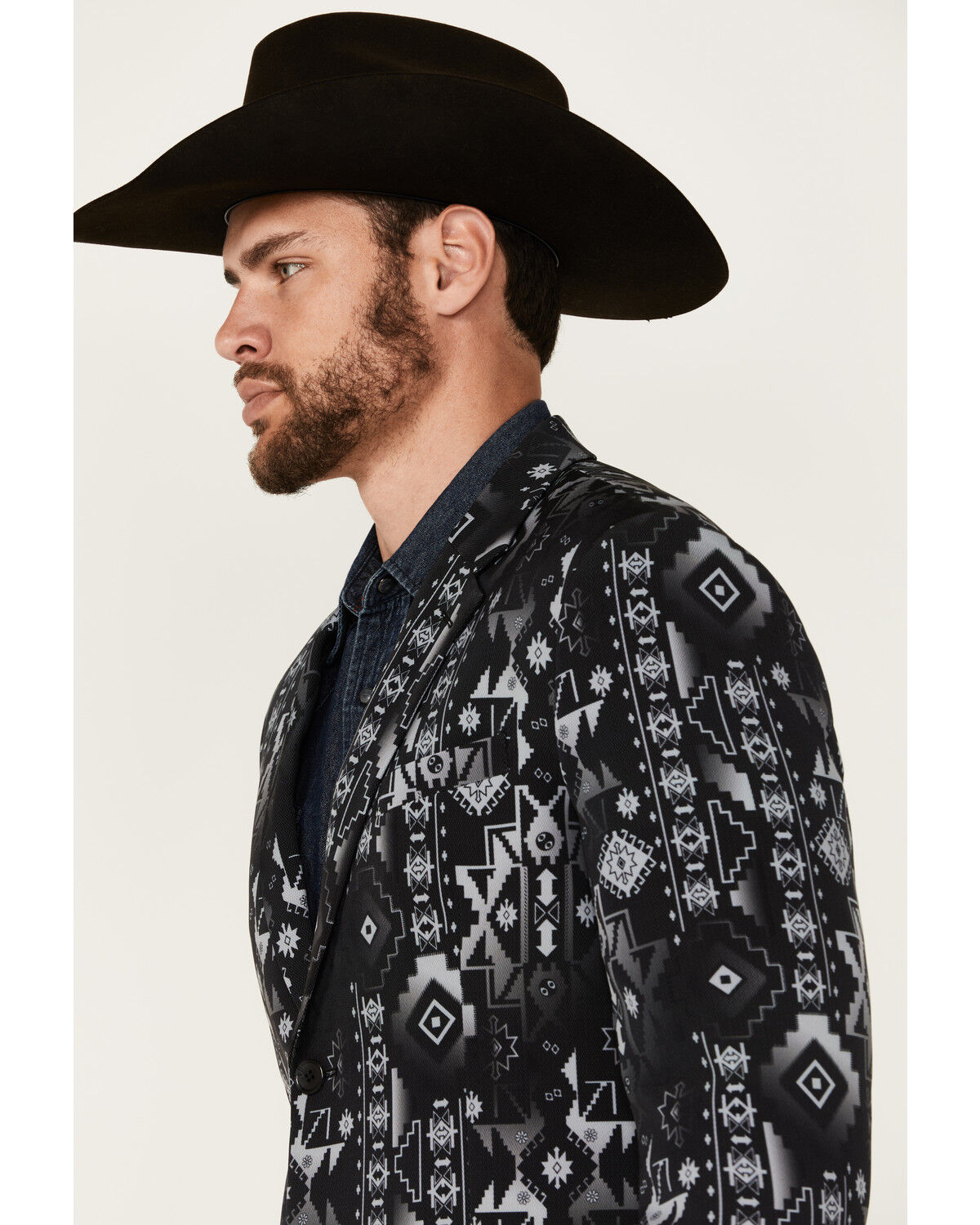 Image #2 - Rock & Roll Denim Men's Southwestern Print Sportcoat, Black, hi-res