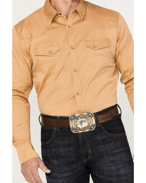 Image #3 - Blue Ranchwear Men's Twill Long Sleeve Snap Shirt, Medium Yellow, hi-res