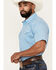 Image #2 - Rodeo Clothing Men's Boot Barn Exclusive Geo Print Short Sleeve Snap Western Shirt, Blue, hi-res